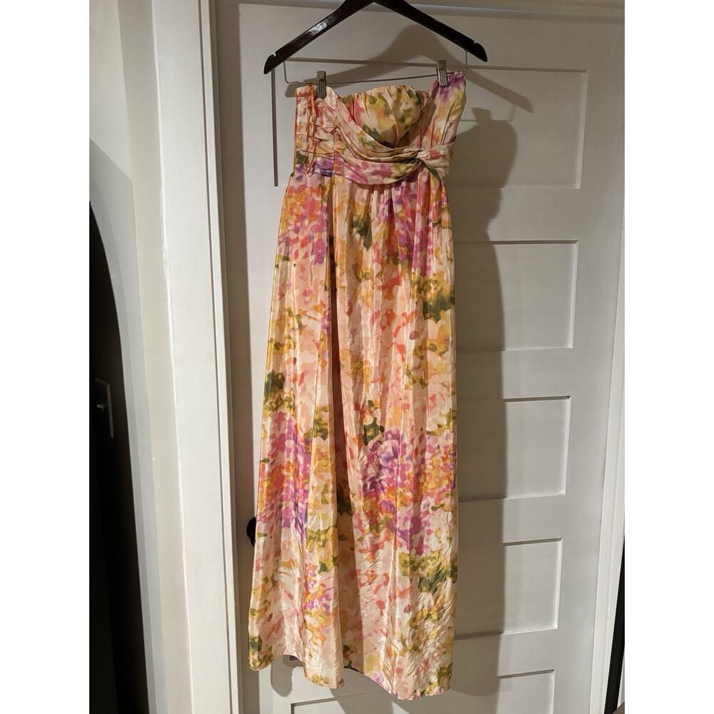 Jessica Simpson Sleeveless Pastel Floral Dress Maxi Orange/Pinks Sz Small
